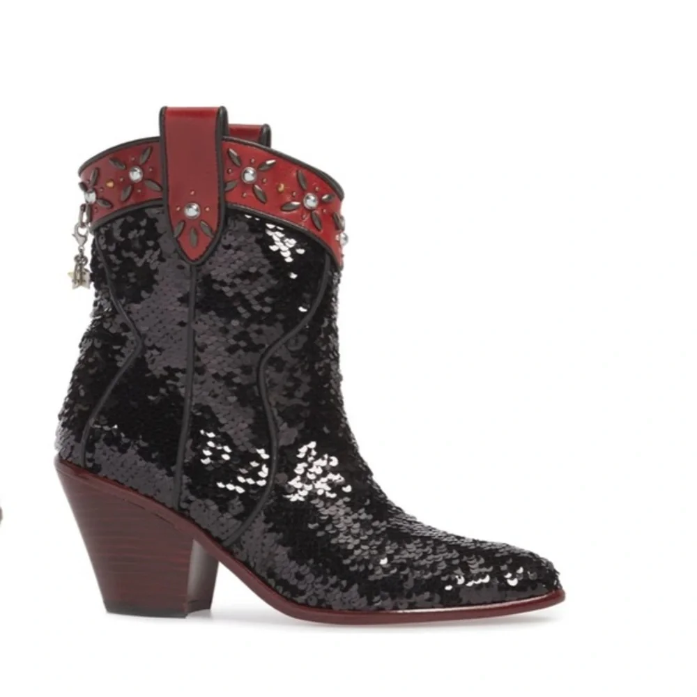 Coach Western Sequin Embellished Bootie